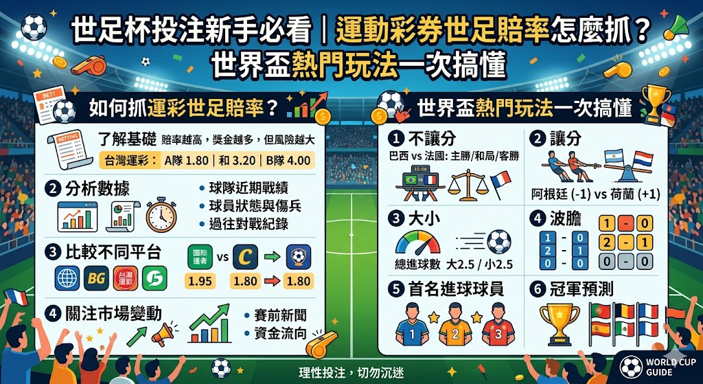世足杯投注新手必看｜運動彩券世足賠率怎麼抓？世界盃熱門玩法一次搞懂